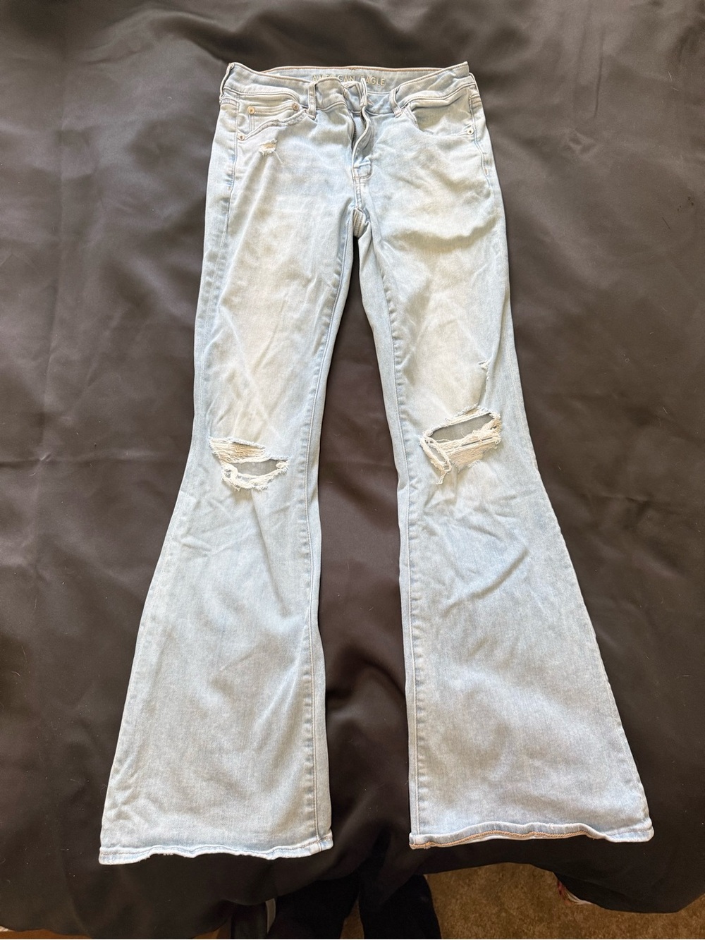 American Eagle Light Blue Distressed Flare Jeans -NWOT